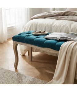 Cosma Panca Misty Velluto Blu 110x36x47 cm per Soggiorno