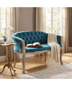 Cosma Divano Coleman Blu Velluto e Legno 107x61x70 cm Soggiorno