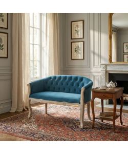 Cosma Divano Coleman Blu Velluto e Legno 107x61x70 cm Soggiorno
