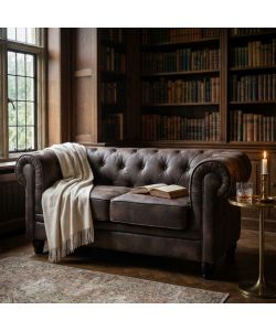 Cosma Divano 2 Posti Chesterfield Ecopelle Vintage Marrone 152 cm