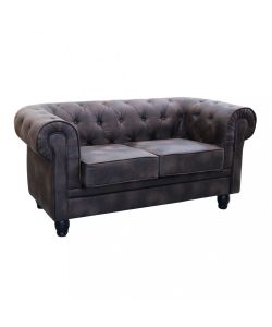 Cosma Divano 2 Posti Chesterfield Ecopelle Vintage Marrone 152 cm
