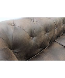 Cosma Divano 2 Posti Chesterfield Ecopelle Vintage Marrone 152 cm