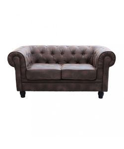 Cosma Divano 2 Posti Chesterfield Ecopelle Vintage Marrone 152 cm