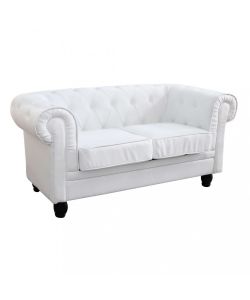 Cosma Divano 2 Posti Chesterfield Ecopelle Bianco 152x74x82 cm