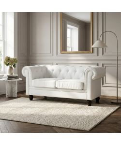Cosma Divano 2 Posti Chesterfield Ecopelle Bianco 152x74x82 cm