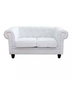 Cosma Divano 2 Posti Chesterfield Ecopelle Bianco 152x74x82 cm