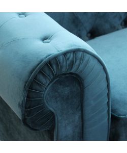 Cosma Divano Chesterfield 3 posti Blu 197x74 cm