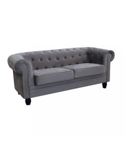 Cosma Divano Chesterfield Grigio Velluto 3 Posti