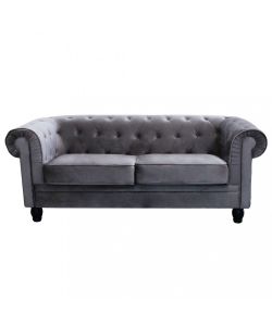 Cosma Divano Chesterfield Grigio Velluto 3 Posti