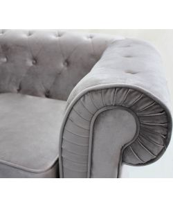 Cosma Divano Chesterfield Grigio Velluto 3 Posti