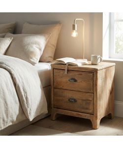 Cosma Mobiletto Galen in legno di pino marrone con 2 cassetti 55x45x55 cm