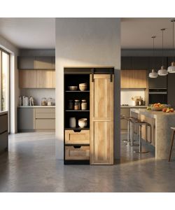 Cosma Libreria Industriale Nero 80x40x160 cm con 3 Ripiani e 2 Cassetti