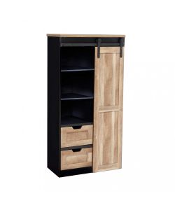 Cosma Libreria Industriale Nero 80x40x160 cm con 3 Ripiani e 2 Cassetti