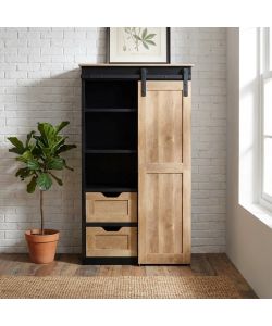 Cosma Libreria Industriale Nero 80x40x160 cm con 3 Ripiani e 2 Cassetti