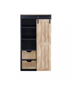 Cosma Libreria Industriale Nero 80x40x160 cm con 3 Ripiani e 2 Cassetti