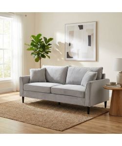 Cosma Divano 3 Posti Velluto Tortora 196x83x89 cm Moderno Soggiorno