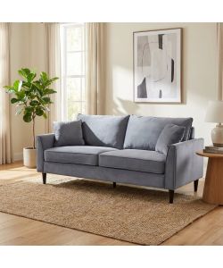 Cosma Divano 3 Posti Moderno in Velluto Grigio Chiaro 196x83x89 cm