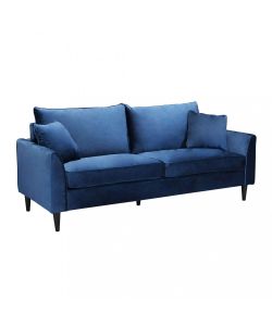 Cosma Divano 3 Posti in Velluto Blu 196x81x89 cm per Soggiorno