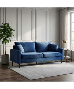 Cosma Divano 3 Posti in Velluto Blu 196x81x89 cm per Soggiorno
