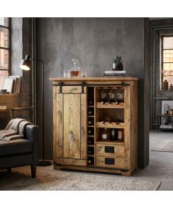 Cosma Cantinetta Vino in Legno Marrone 90x45x100 cm con Anta Scorrevole