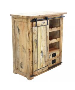 Cosma Cantinetta Vino in Legno Marrone 90x45x100 cm con Anta Scorrevole