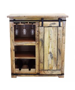 Cosma Cantinetta Vino in Legno Marrone 90x45x100 cm con Anta Scorrevole