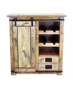 Cosma Cantinetta Vino in Legno Marrone 90x45x100 cm con Anta Scorrevole