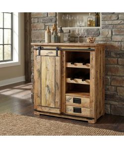 Cosma Cantinetta Vino in Legno Marrone 90x45x100 cm con Anta Scorrevole