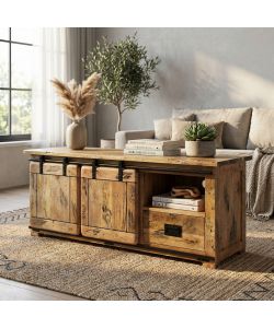 Cosma Porta TV in Legno di Mango Marrone 150x45x60 cm con Cassetto