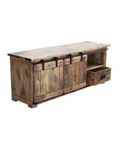 Cosma Porta TV in Legno di Mango Marrone 150x45x60 cm con Cassetto