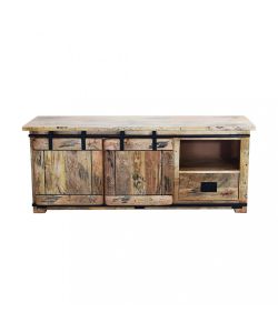 Cosma Porta TV in Legno di Mango Marrone 150x45x60 cm con Cassetto