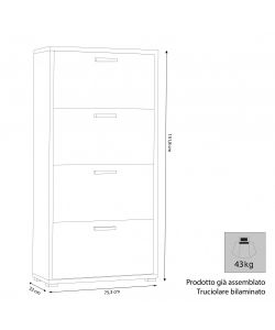 Cosma Scarpiera 4 Ante a Ribalta Marrone 75,3x33x151,8 cm Salvaspazio