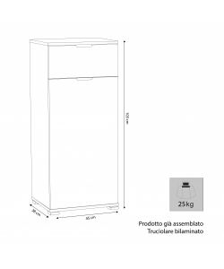 Cosma Mobiletto Bianco 1 Anta 1 Cassetto 45x38x103 cm Truciolare