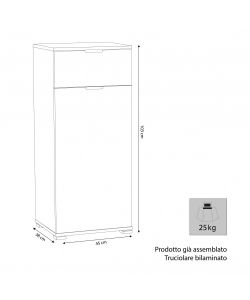 Cosma Mobiletto 1 Anta 1 Cassetto Naturale Marrone Chiaro 45x38x103 cm