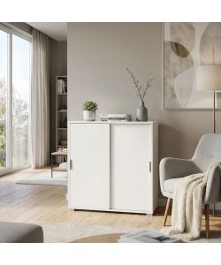 Cosma Mobiletto 2 Ante Scorrevoli Bianco 75x38x85 cm per Soggiorno