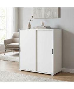 Cosma Mobiletto 2 Ante Scorrevoli Bianco 75x38x85 cm per Soggiorno