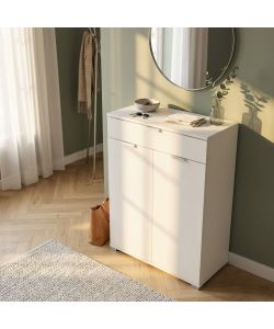 Cosma Mobiletto 2 Ante 1 Cassetto Bianco 75x38x112 cm Design Moderno
