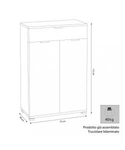 Cosma Mobiletto 2 Ante 1 Cassetto Bianco 75x38x112 cm Design Moderno