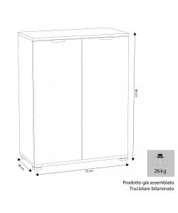 Cosma Armadietto 2 Ante Bianco 75x38x85 cm - Truciolare Bilaminato