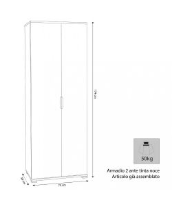 Cosma Armadio 2 Ante 180 Bianco in Truciolato 75x38x174 cm
