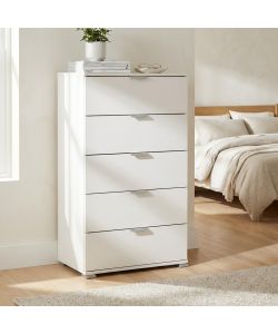 Cosma Cassettiera 5 cassetti bianca 60x38x103 cm in truciolare bilaminato