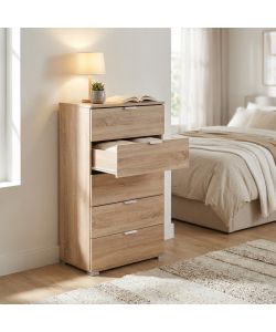 Cosma Cassettiera 5 Cassetti Marrone Chiaro 60x38x103 cm Truciolare