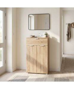 Cosma Mobiletto 2 Ante e 1 Cassetto Marrone Chiaro 27x38x103 cm