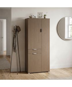 Cosma Armadio 3 Ante e 1 Cassetto Rovere Grigio 75x38x174 cm