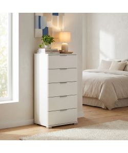 Cosma Mobiletto 5 Cassetti Bianco 45x38x103 cm in Truciolare Bilaminato
