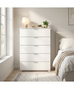 Cosma Cassettiera 5 Cassetti Bianca 75x38x103 cm in Truciolare Bilaminato
