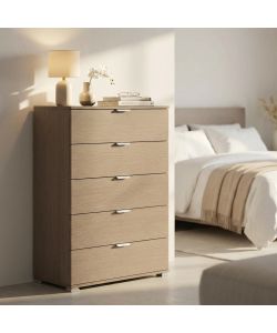 Cosma Cassettiera 5 Cassetti Rovere Grigio 75x38x103 cm Moderna