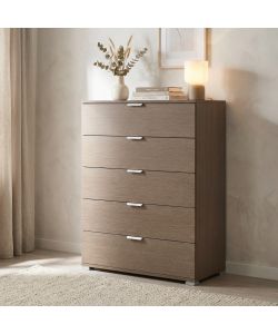 Cosma Cassettiera 5 Cassetti Rovere Grigio 75x38x103 cm Moderna