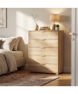 Cosma Mobiletto 5 Cassetti Legno Marrone Chiaro cm 75x38x103 h