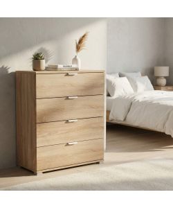Cosma Cassettiera 4 Cassetti Marrone Chiaro Dimensioni 75x38x85 cm